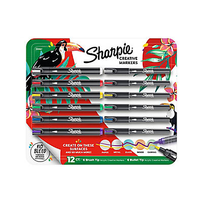 Sharpie Water-Based Acrylic Creative Markers, Brush and Bullet Tips, 12 ct.