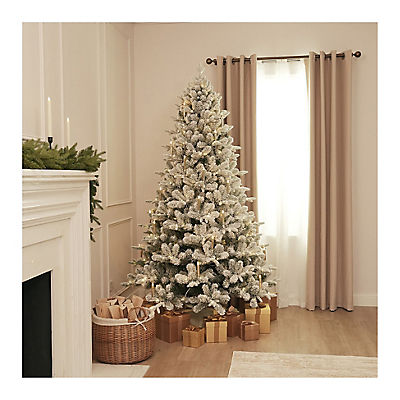 Berkley Jensen 7.5' Pre-lit Flocked Tree Moving Candle Lights and 10 Function Color Changing LED