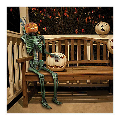 Berkley Jensen 60'' Green Skeleton with Pumpkin Head