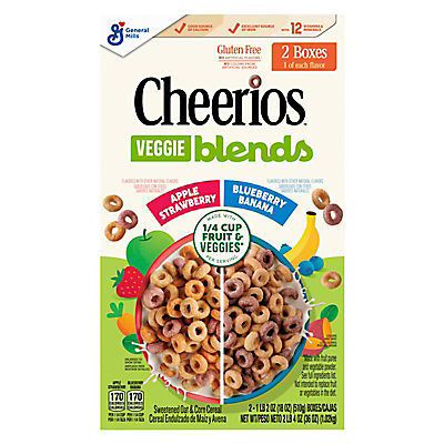 Cheerios Veggie Blends Blueberry Banana Strawberry Apple Cereal, 2 pk./36 oz.