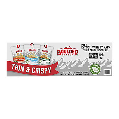 Boulder Canyon Thin and Crispy Chips Variety Pack, 24 ct.