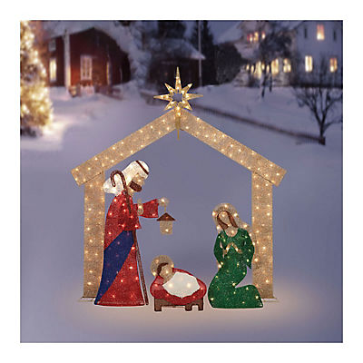 Berkley Jensen 66'' Set of 4 UL Glittering Thread Nativity Set Sculpture