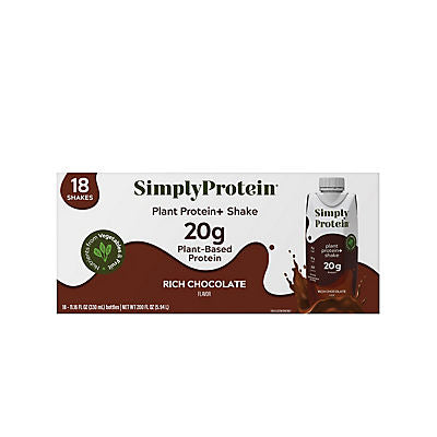 SimplyProtein Chocolate High Protein Shake, Ready To Drink Vegan Protein Shake, 18 pk.