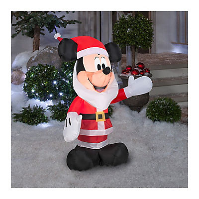 Gemmy Christmas Inflatable Mickey Mouse in Santa Suit and Beard