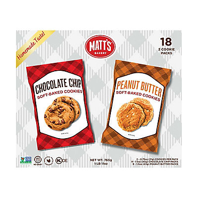Matt's Chocolate Chip Cookies & Peanut Butter Cookies Variety Pack, 18 pk./1.5 oz.