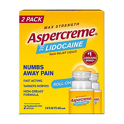 Aspercreme Lidocaine Pain Relief Roll-On Liquid, 2 pk./2.5 oz.