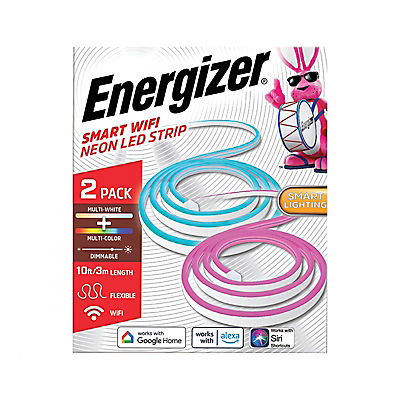 Energizer Connect Smart 10ft Neon Multi-Colored or White Plug-In LED Strip, 2pk