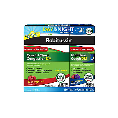 Robitussin DM Max Cough Plus Chest Congestion & Robitussin Maximum Strength Nighttime Cough DM Multi-Pack