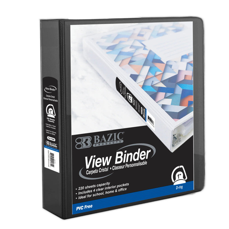 Slant-D Ring View Binder 1In Black with 4 Pockets (Pack of 10)