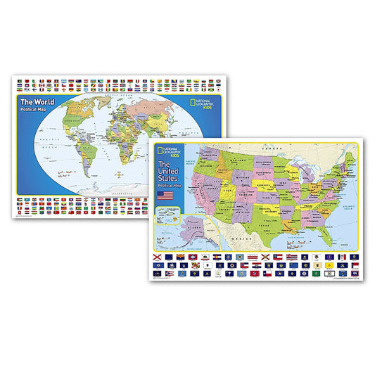 World & Us For Kids Poster Size Map Pack Bundle