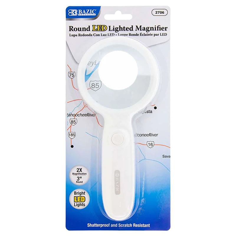 3In Round 2X Led Lighted Magnifier (Pack of 8) - Lab Equipment - Bazic Products