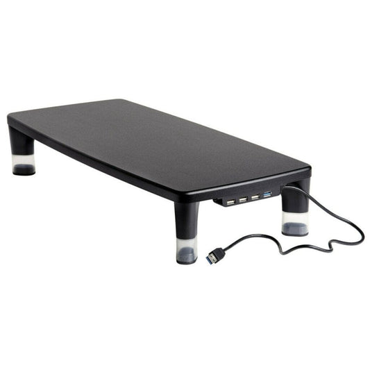 3M Adjustable Monitor Stand 4-Port USB Hub 21.6 x 9.4 Black Includes 3M Precise Mouse Pad - Monitor Stands & Mounts - 3M