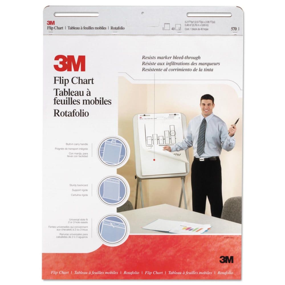 3M Professional Flip Chart Pad Unruled 25 x 30 40 Sheets White 2pk. - Easels & Pads - 3M