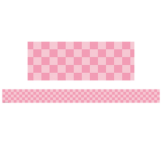 Pink Checkers Straight Border Trim Cool For School (Pack of 10)