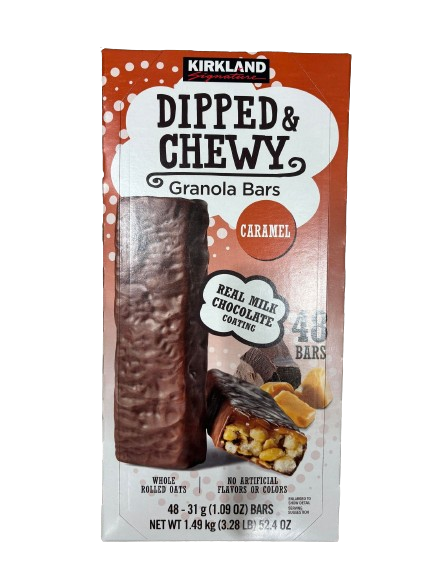 Kirkland Signature Dipped & Chewy Granola Bars, Caramel, 48 x 1.09 oz.