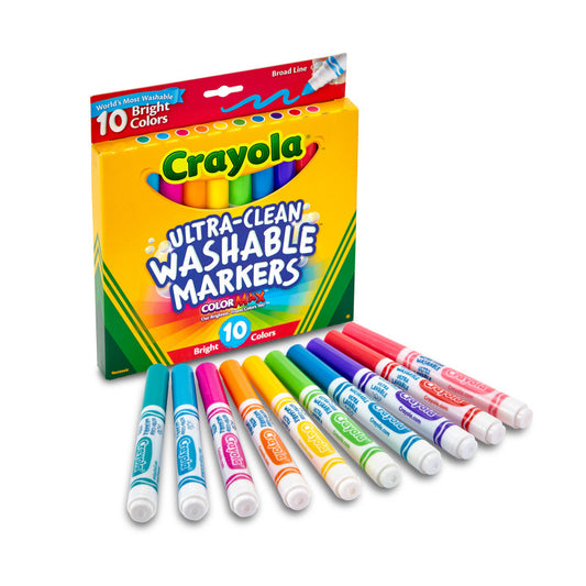 10Ct Washable Broad Line Markers Ultraclean Bright Color Max (Pack of 10)