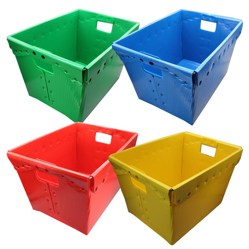 4/Pk Plastic Storage Postal Totes Assorted Colors | ShelHealth