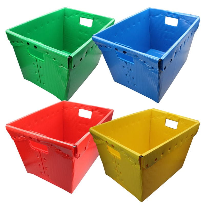 4/Pk Plastic Storage Postal Totes Assorted Colors - Storage Containers - Flipside