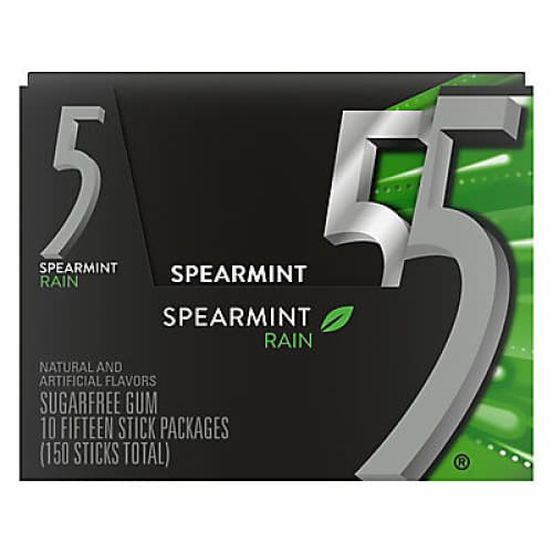 5 Gum Spearmint Rain Sugar-Free Chewing Gum 10 pk./15 ct. - Home/Grocery/Specialty Shops/Gaming Snacks/ - 5