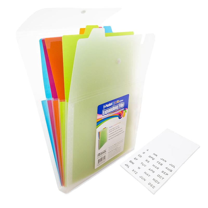 5-Pocket Poly Expanding File Letter Vertical (Pack of 12) - Folders - Bazic Products