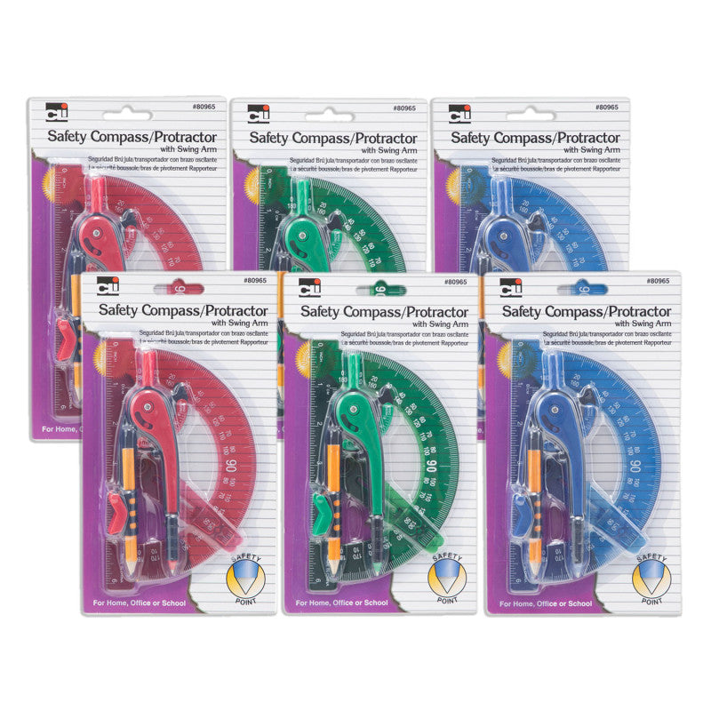 6In Swing Arm Protractor Asst 6Ct (Pack of 6)
