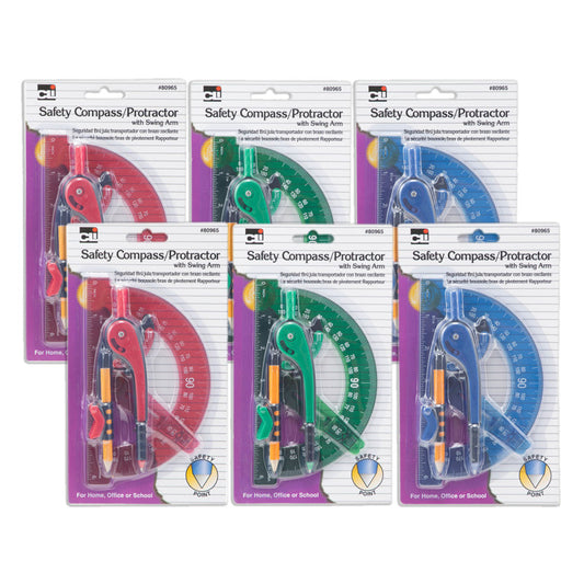 6In Swing Arm Protractor Asst 6Ct (Pack of 6)