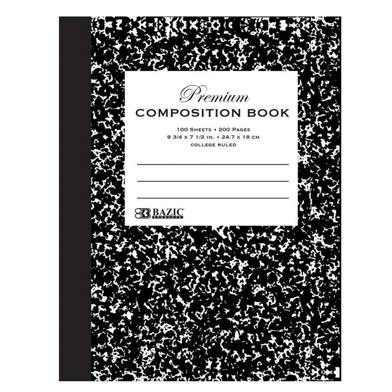 Premium College Ruled Comp Book Black Marble (Pack of 12)