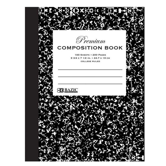 Premium College Ruled Comp Book Black Marble (Pack of 12)