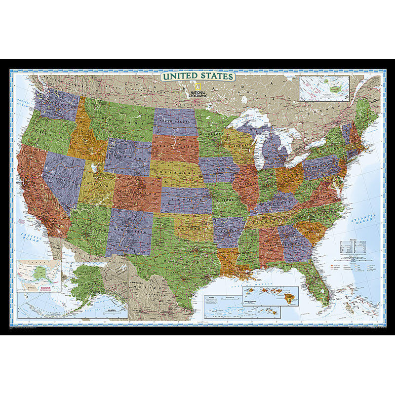 United States Decoratr Map Laminatd