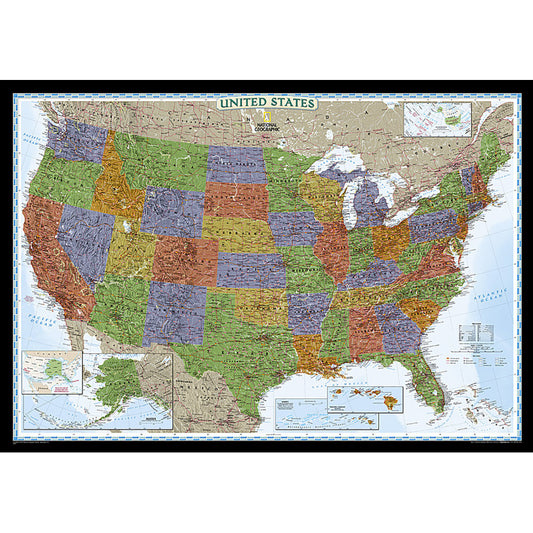 United States Decoratr Map Laminatd