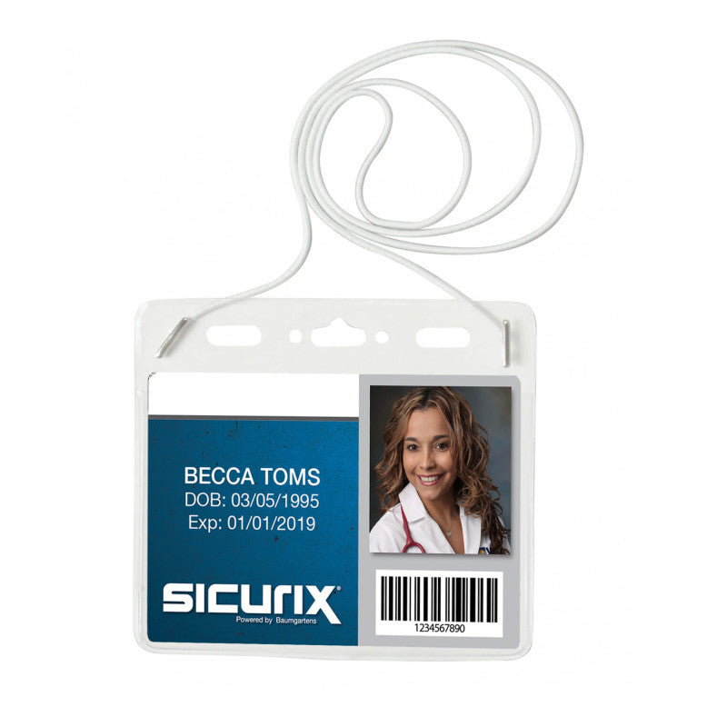 Id Badge Holder with Cord Horiz 25/Pk