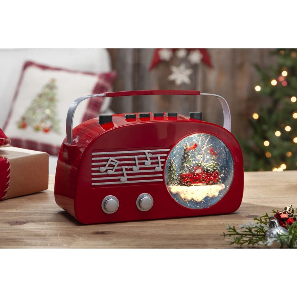 6.5 Battery-Operated Illuminated Vintage Radio Musical Water Globe - Indoor Christmas Decor - ShelHealth