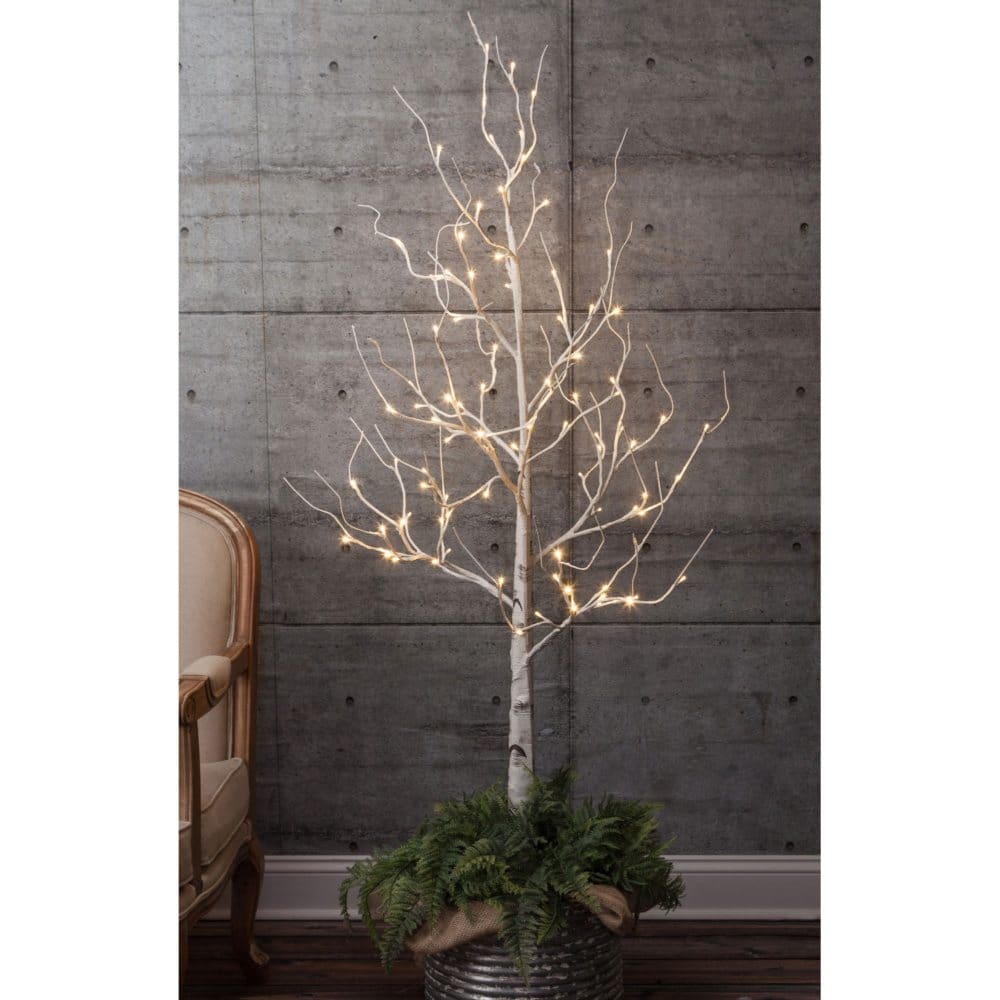 6’ Birch Bark Effect Lighted Tree - Neutral Metallics - 6’