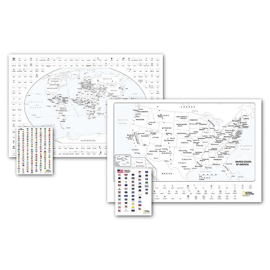 World & Us Coloring Map Pack Bundle (Pack of 2)