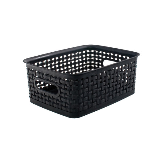 Plastic Weave Bin Small Black (Pack of 8)
