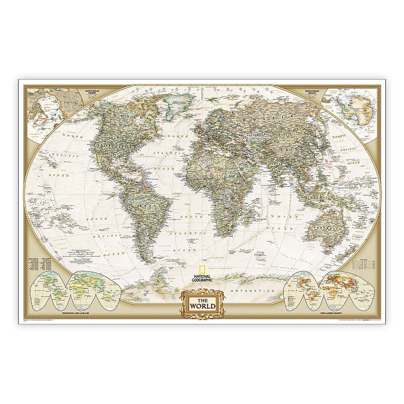 World Executive Map Poster Size Laminated