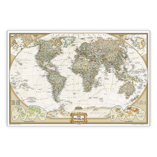 World Executive Map Poster Size Laminated