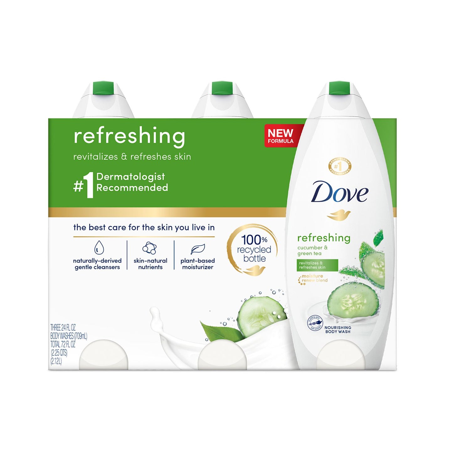 Dove go fresh Cool Moisture Body Wash, 3 pk./24 oz.