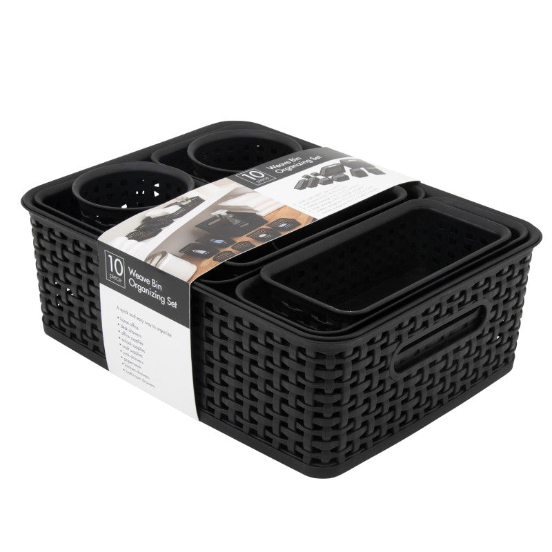Plastic Weave Bins Black 10Pk