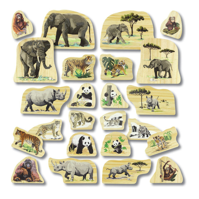Endangered Animal Families Wood Characters