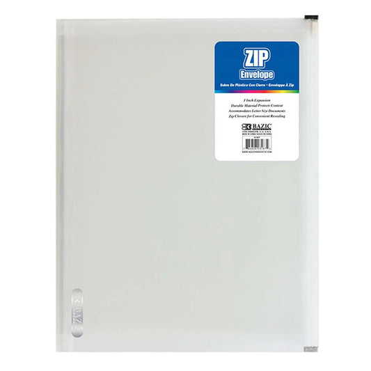 Clear Letter Size Zip Envelope (Pack of 12)