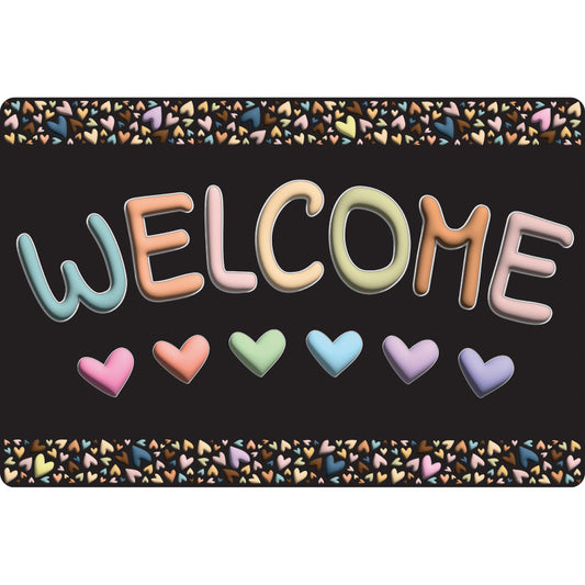 Welcome Mat Pastel Hearts 15.5 X 23.5In (Pack of 3)