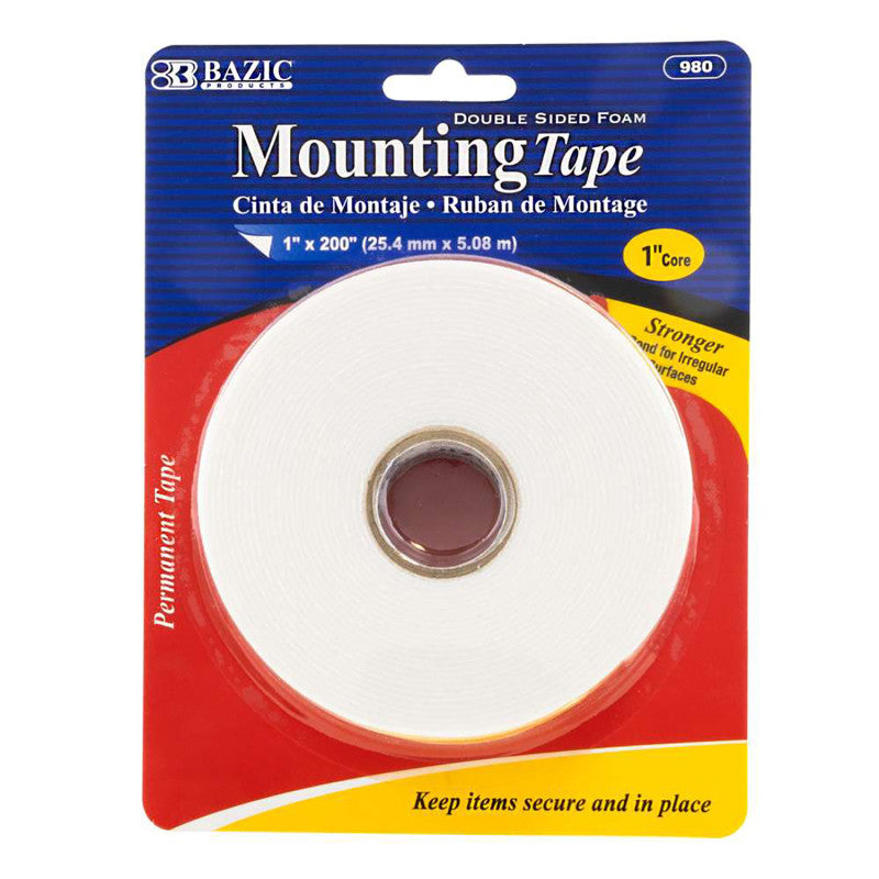 Double Sided Foam Mounting Tape 1 X 200In (Pack of 12)