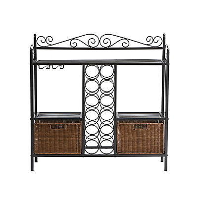 SEI Jardin 12-Bottle Bistro Wine Rack - Gunmetal/Rattan