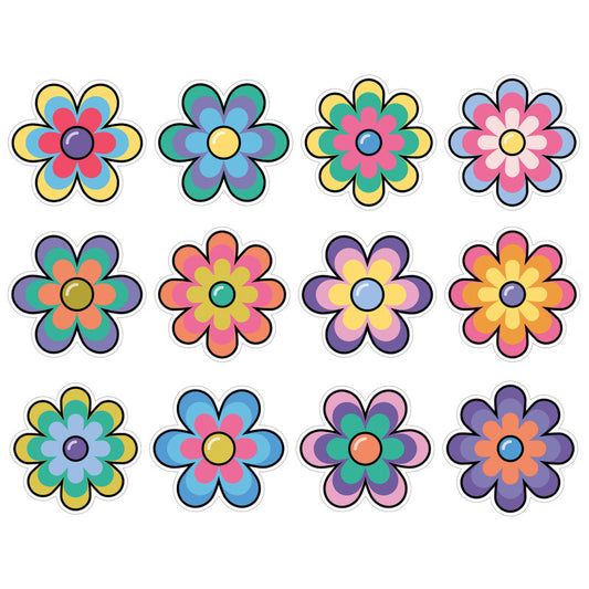 Jumbo Flowers Cutouts Happily Ever Elementary Retro Remx (Pack of 8)