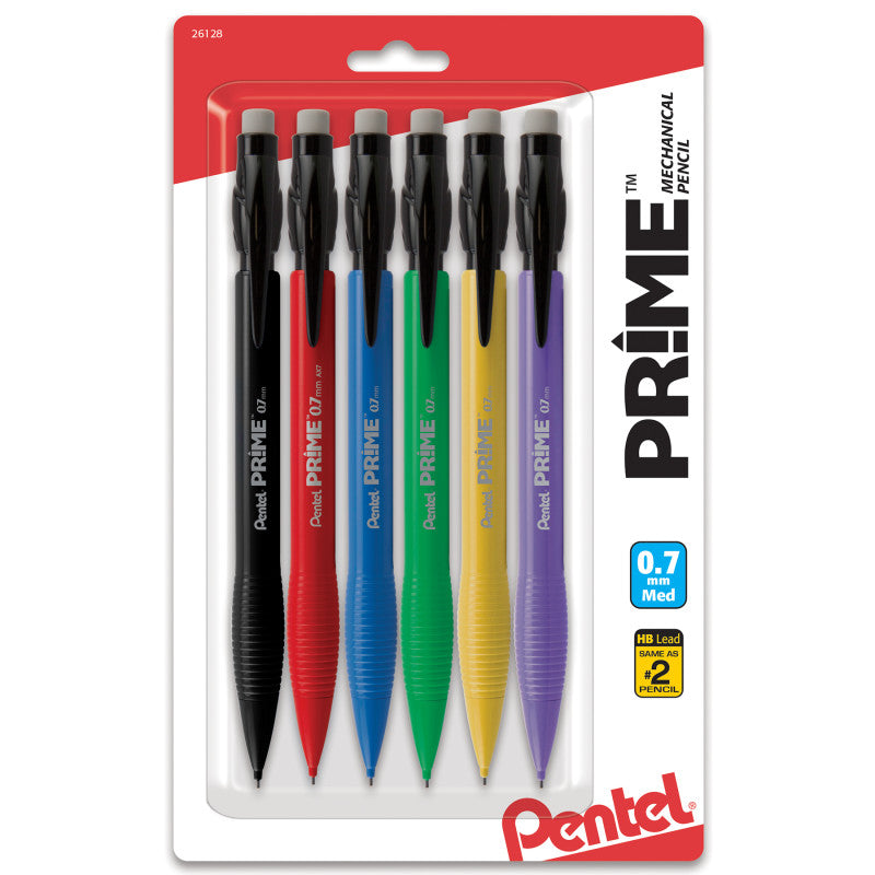 Prime Mechanical Pencil 6Pk 0.7Mm Assorted Colors (Pack of 12)