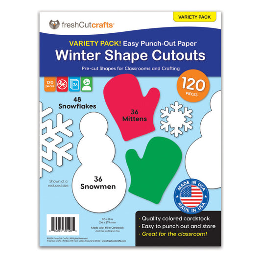Winter Paper Cutouts 120 Pieces