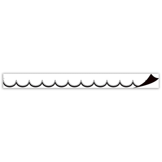 White with Black Scalloped Border Magnetic (Pack of 6)