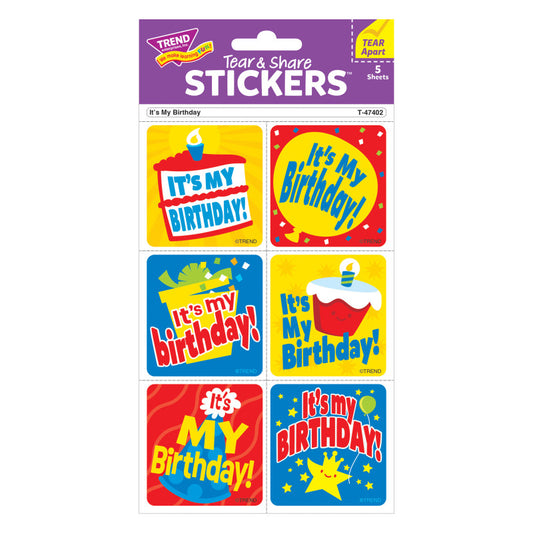 Its My Birthday Stickers Tear & Share (Pack of 12)