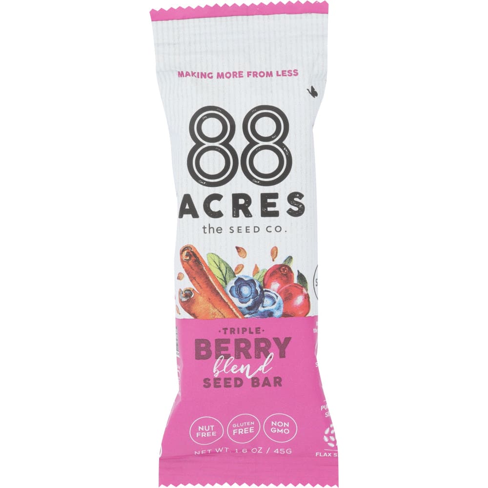 88 ACRES: BAR SEED TRIPLE BERRY (1.600 OZ) (Pack of 6) - Fruit Snacks - 88 ACRES